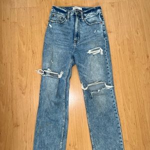 Abercrombie ultra high rise ankle straight acid wash jeans